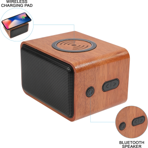 Wood Bluetooth Speaker with Wireless Charging Pad